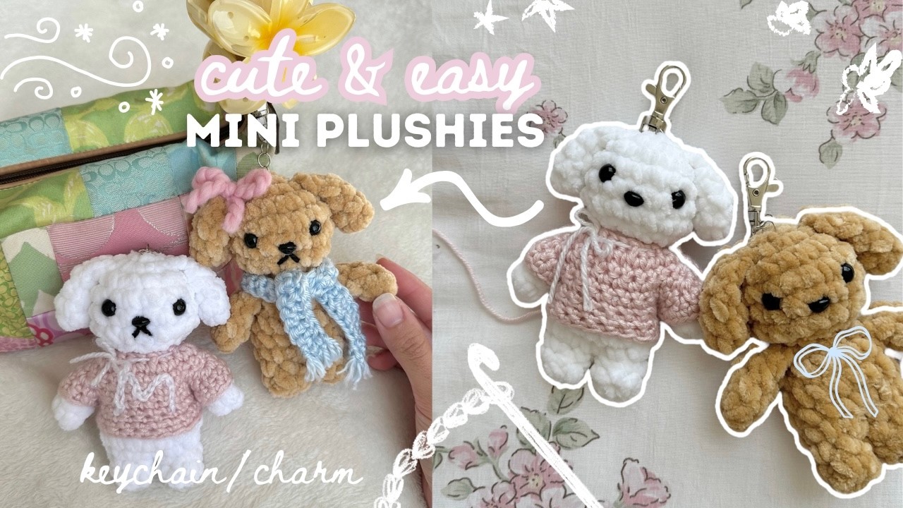 how to crochet a mini plushie wearing sweater/scarf | easy amigurumi tutorial + free pattern!