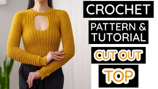 How to Crochet a Long Sleeve Cut Out Top | Pattern & Tutorial DIY