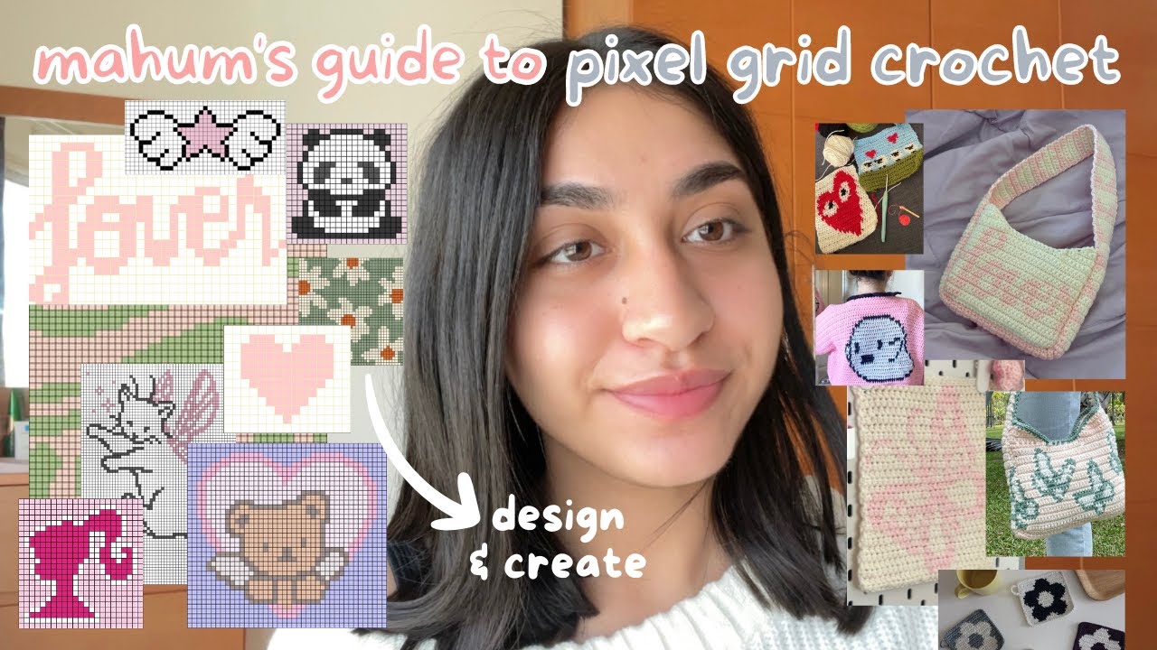 how to design & crochet ANYTHING with pixel grids | intro to a row counter app + lover shoulder bag
