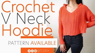 Crochet V Neck Hoodie | Pattern & Tutorial DIY