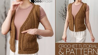 How to Crochet: Classic Vest with Pockets | Pattern & Tutorial DIY