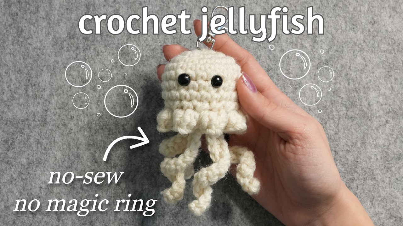 No-Sew Crochet Jellyfish Tutorial | Amigurumi Jellyfish Keychain