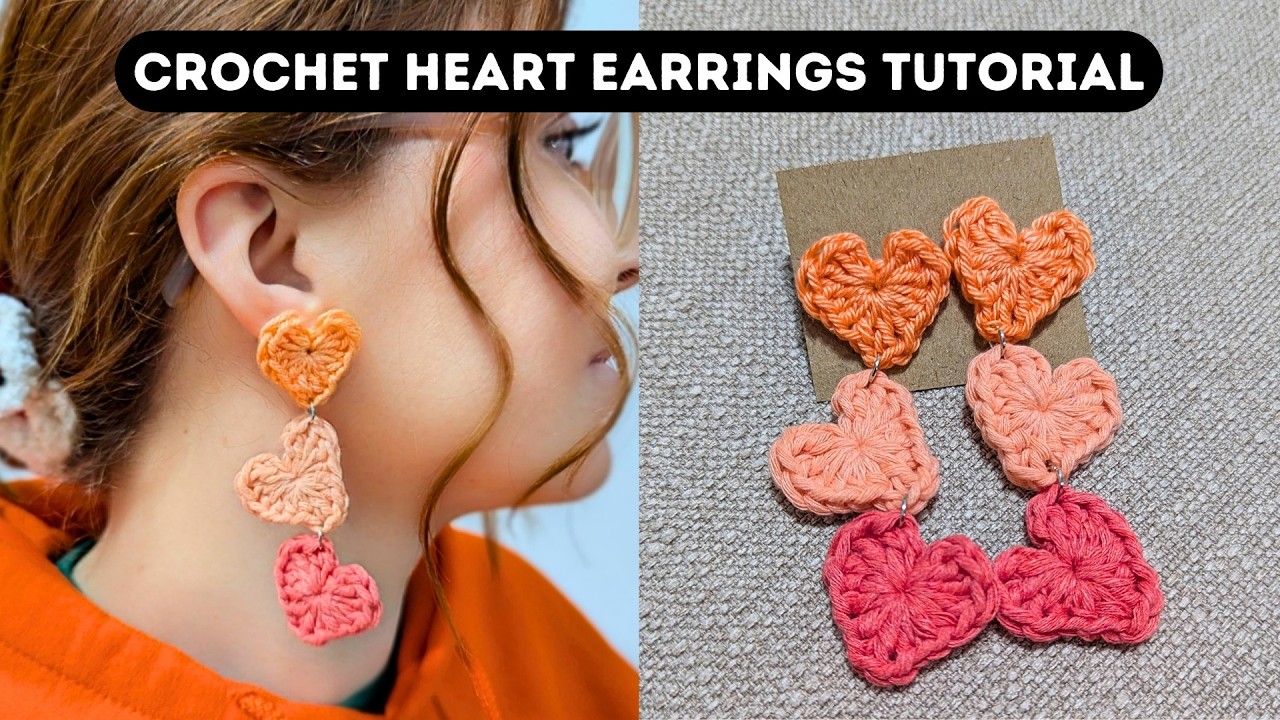 Super Easy Heart Crochet Earrings for Valentine's Day | Brunaticality