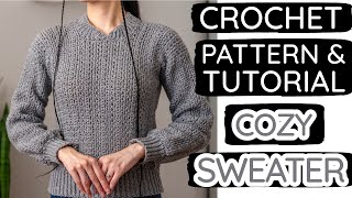 How to Crochet: Cozy Moss Stitch Sweater | Pattern & Tutorial DIY