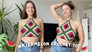 ๐ GRANNY SQUARE CROCHET TOP | beginner friendly halter crop top