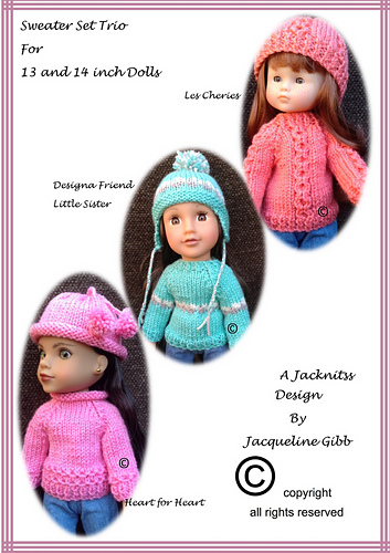 Sweater Trio for 14 inch Dolls