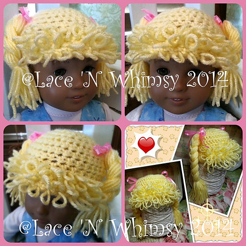 Cabbage Patch Hat Wig, American Girl 18" Doll