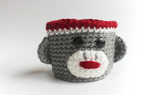 Classic Sock Monkey Coffee Cup Cozy