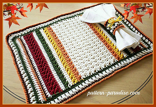X Stitch Harvest Placemat & Napkin Ring