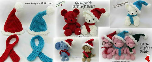 Christmas Hat & Scarf For Teddy Bear