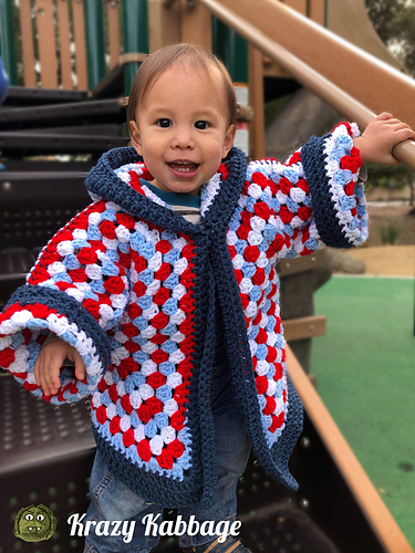 Hexagon Granny Square Hooded Cardigan