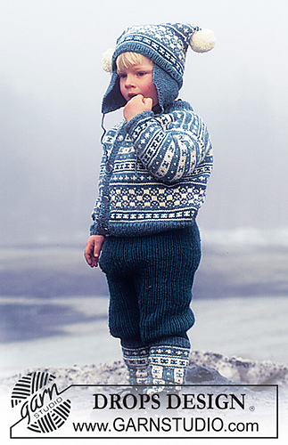 47-9 Child's cardigan with borders, hat, and socks