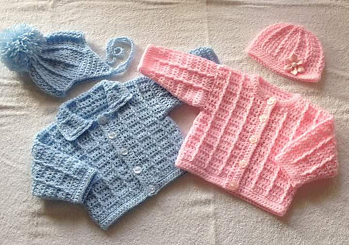 Fleck Baby Cardigan & Hat