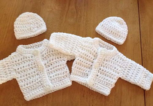 Pip Preemie Cardigan & Hat
