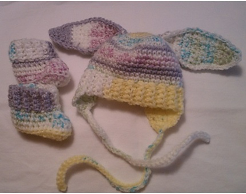 Easter Bunny Bonnet and Booties