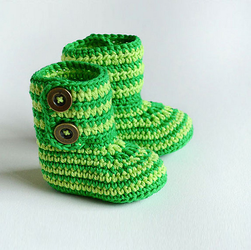 Crochet Baby Booties - GREEN ZEBRA