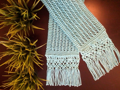 Knits-n-Knots - Easy Eyelet Knit & Macrame Scarf
