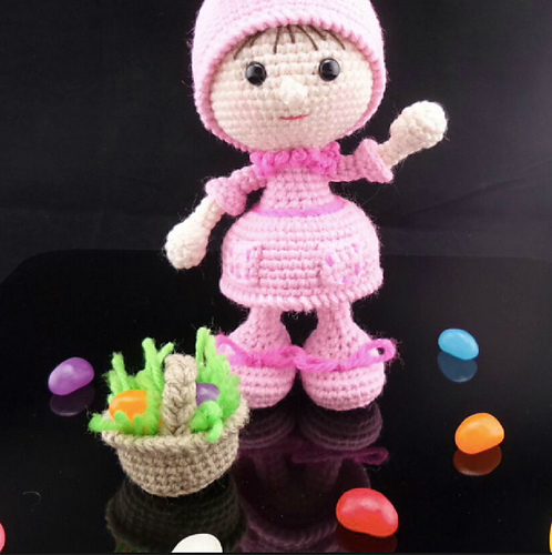 191 Basket for a Doll in a Rabbit outfit