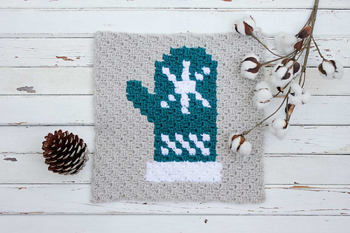 C2C Christmas Mitten Afghan Block