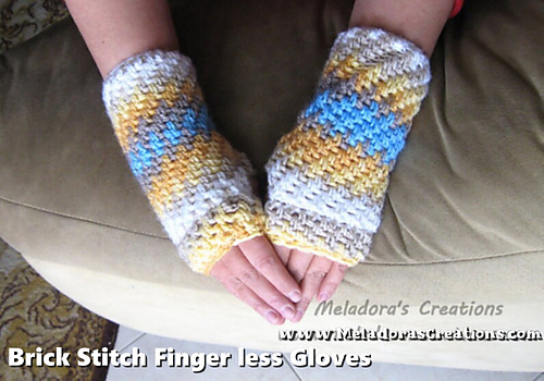 Brick Stitch Fingerless Gloves