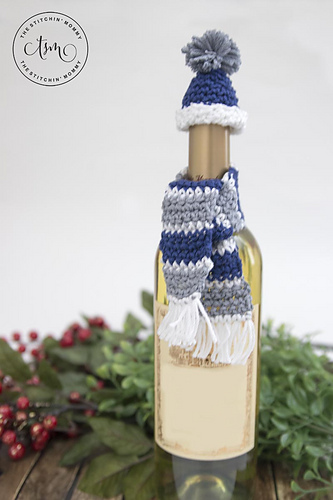 Holiday Wine Bottle Hat and Scarf Cozy