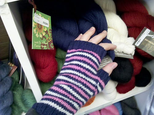 Striped Fingerless Mittens