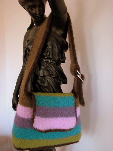 Knitted and Felted Striped Flap Bag/Purse #5