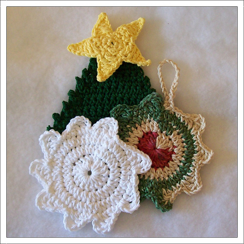 Snowflake & Christmas Tree Scrubbies