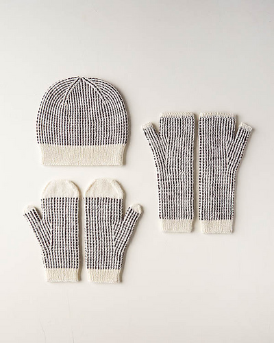 Dappled Hat, Mitten + Hand Warmer Set