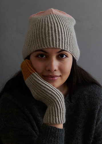Twisted Rib Hat + Mittens In Cashmere Merino Bloom