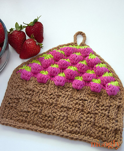 Strawberry Basket Tunisian Dishcloth