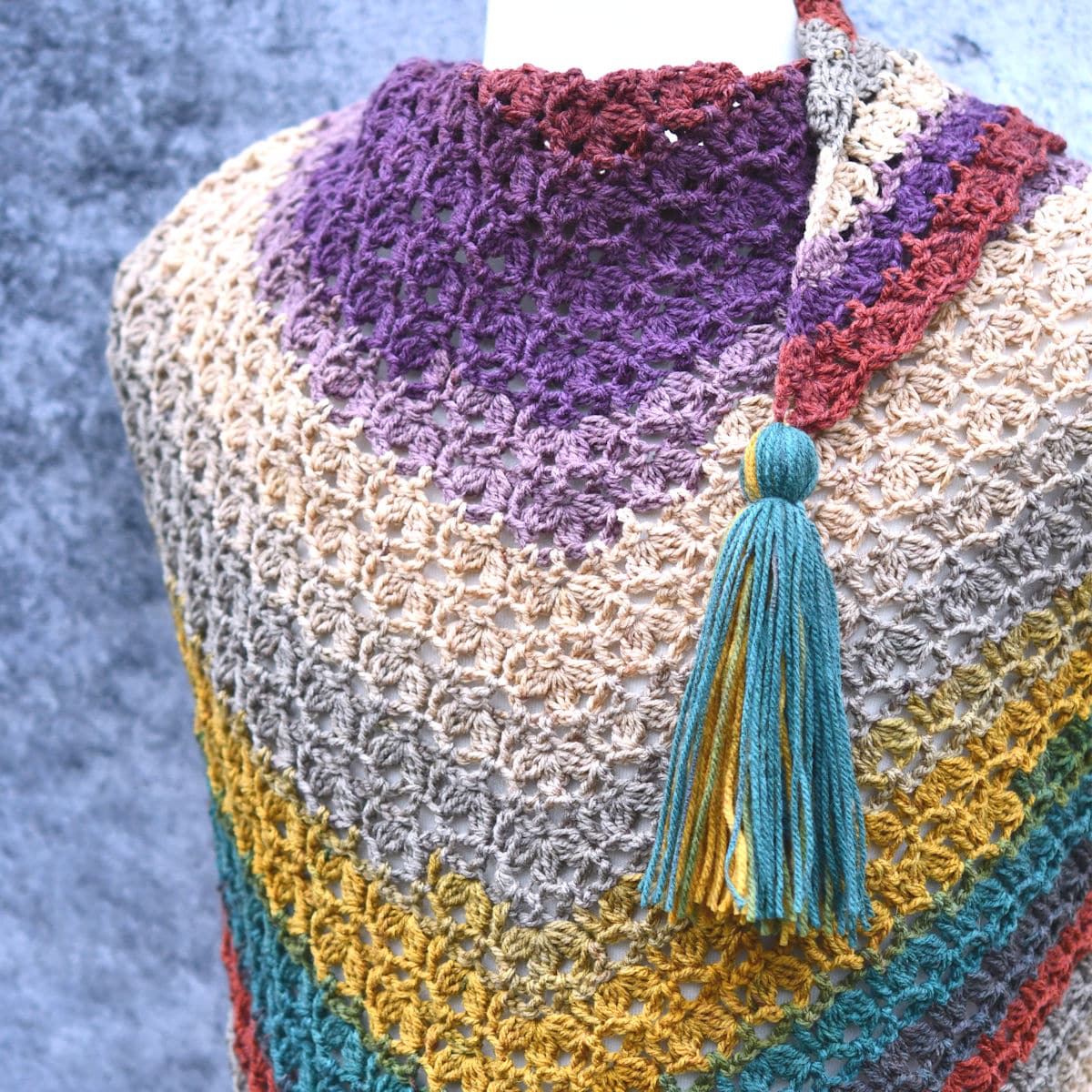 Crochet Triangle Shawl in Mandala Yarn Free Crochet Pattern