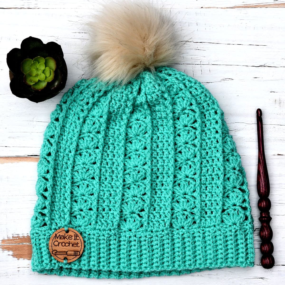 Stacked Shells Free Beanie Crochet Pattern