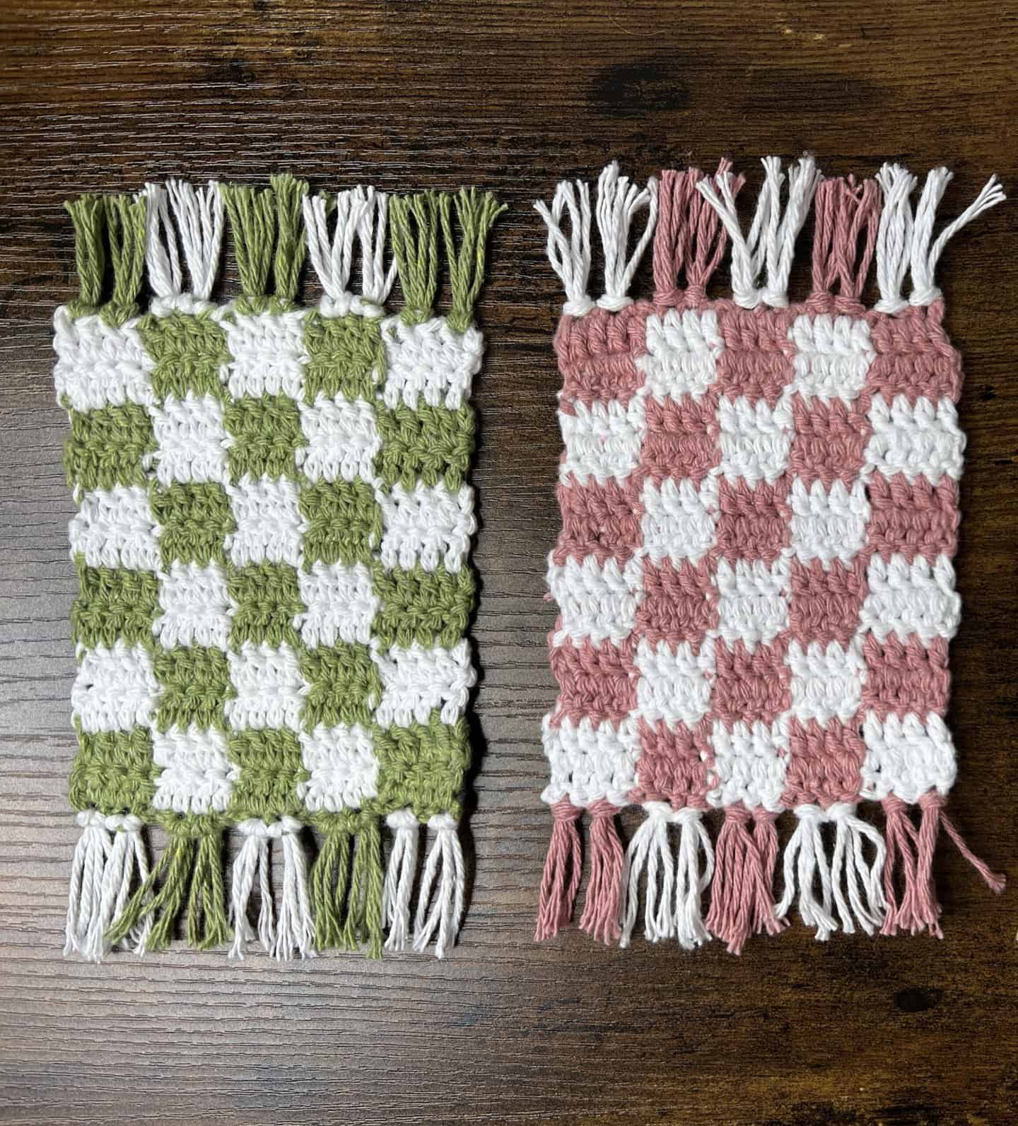 Crochet Checkered Mug Rug