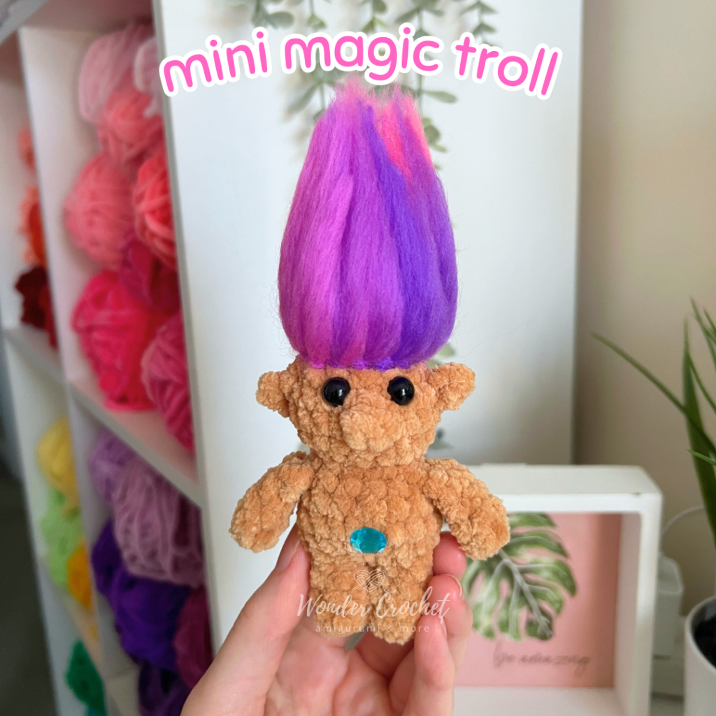 Mini Troll Doll Plush Free Crochet Pattern / Easy No-Sew Amigurumi Pattern